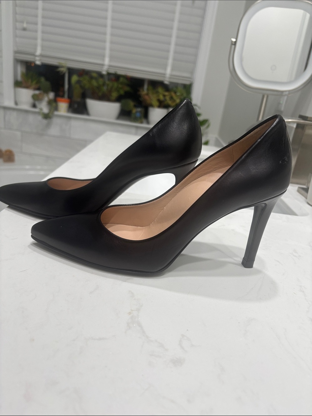 INEZ Black Pointed-Toe Stiletto Pumps